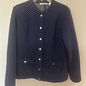 Isaac Mizrahi Blue and Ivory Quilted Jacket